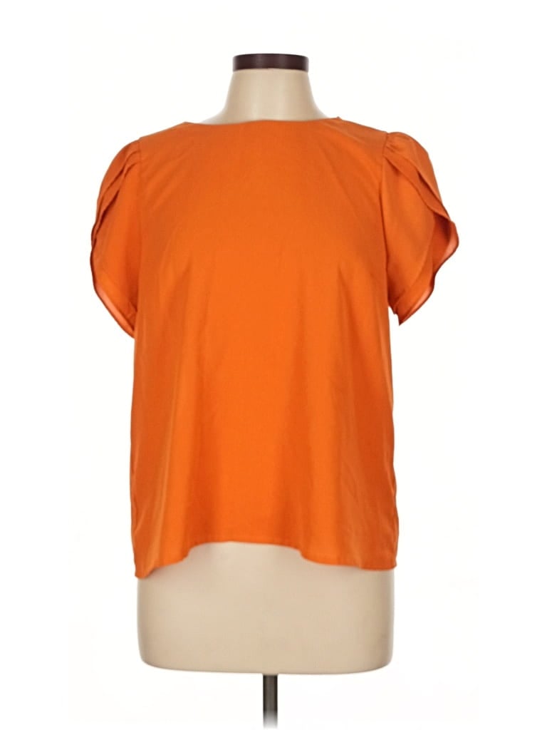 Pre-owned Milk & Honey Short Sleeve Top Orange Scoop Neck Tops