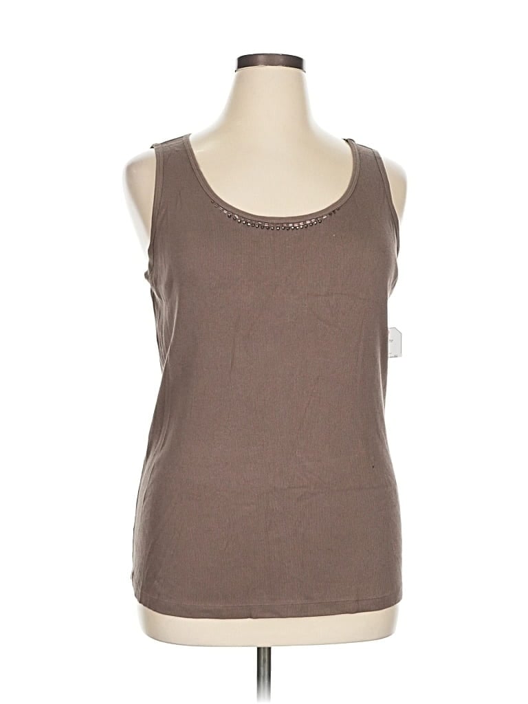 Pre-owned St. John's Bay Tank Top Brown Scoop Neck Tops