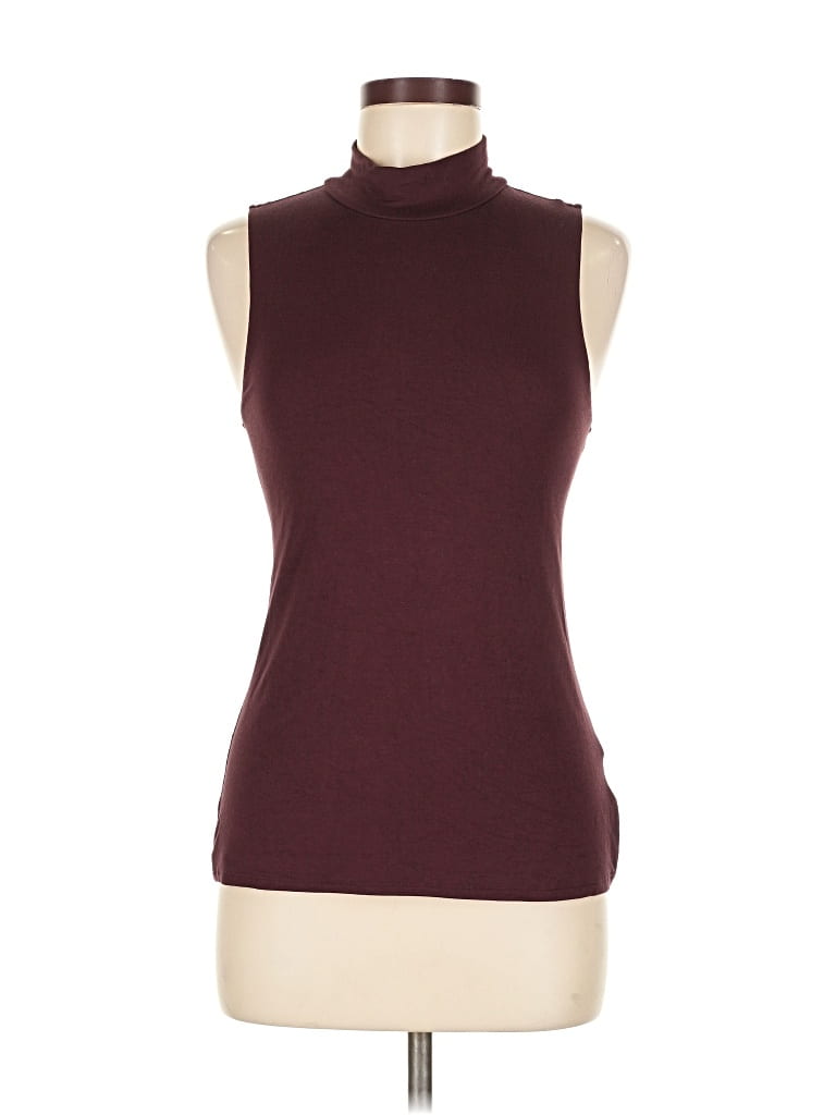 Pre-owned Express Sleeveless Top Burgundy Turtleneck Tops