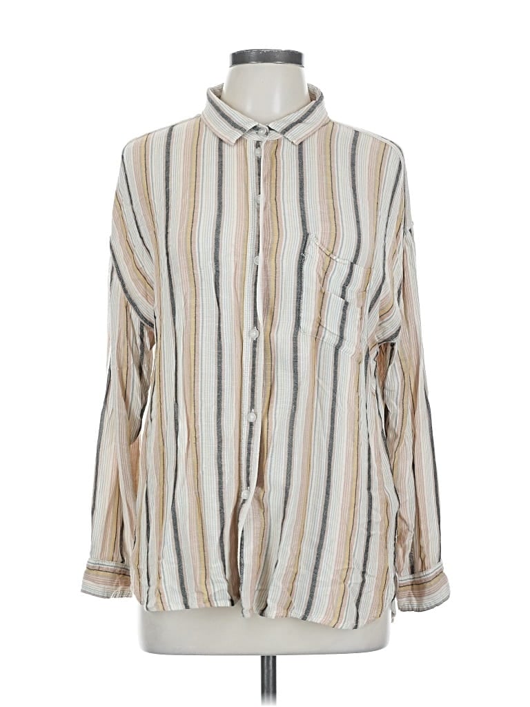 Pre-owned American Eagle Outfitters Long Sleeve Button Down Shirt In White