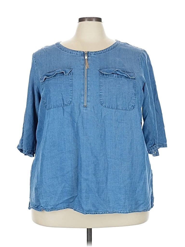 JONES NEW YORK SIGNATURE Pre-owned 3/4 Sleeve Blouse In Blue
