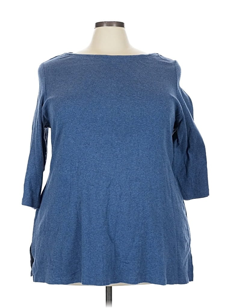 Pre-owned Karen Scott 3/4 Sleeve T-shirt In Blue