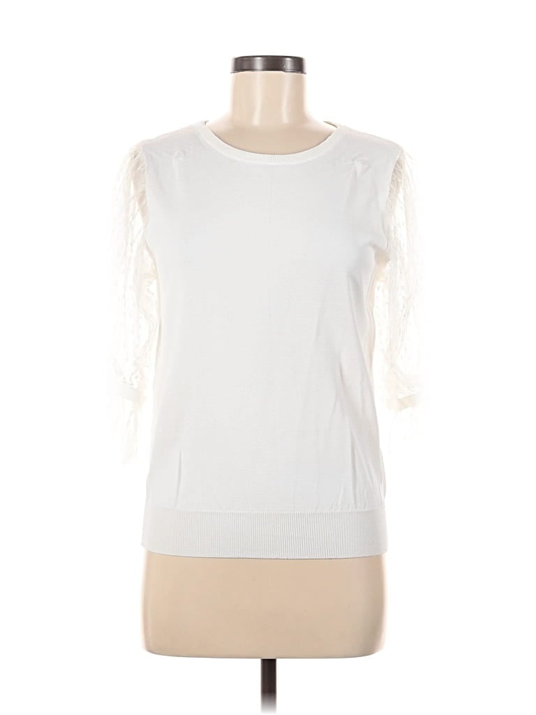 Pre-owned Molly Bracken Short Sleeve Top White Boatneck Tops