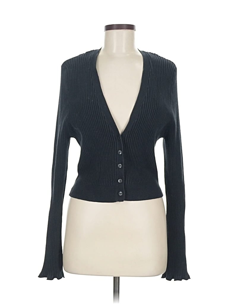 Pre-owned Good American Cardigan Sweater In Black