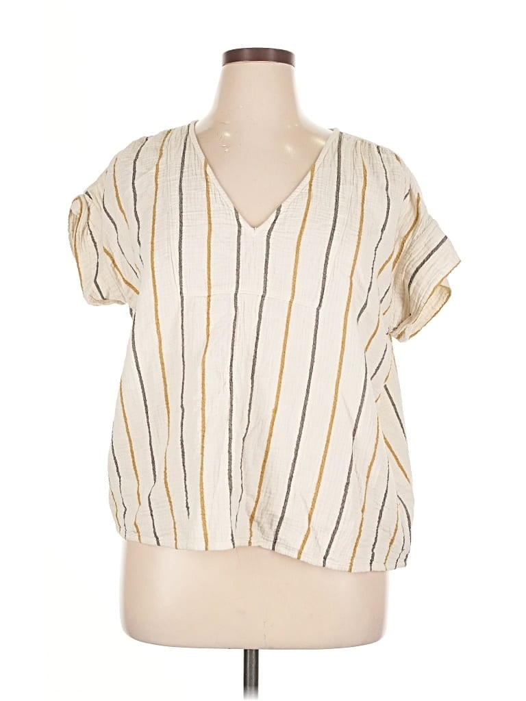 Pre-owned Madewell Short Sleeve Blouse In Gold