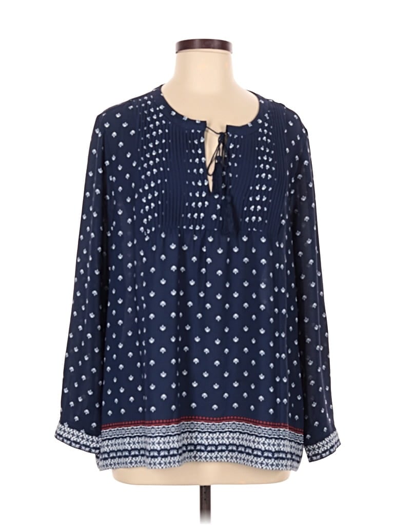 Pre-owned Nydj Long Sleeve Blouse In Blue