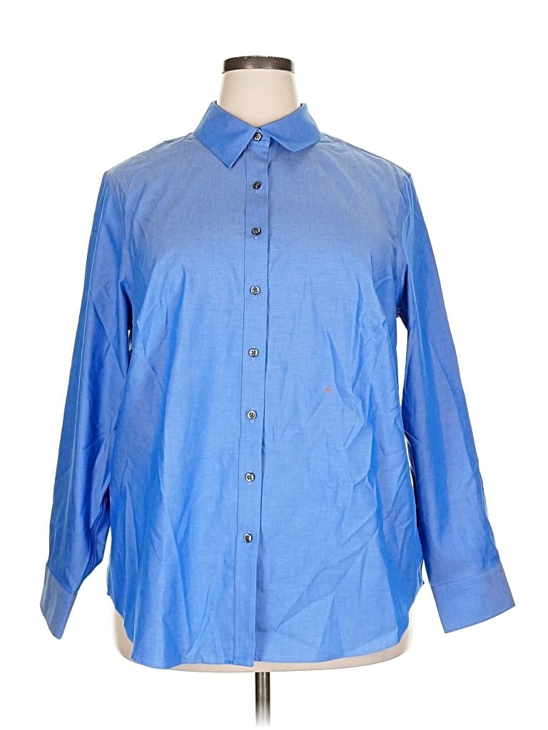 Pre-owned Lands' End Long Sleeve Button Down Shirt In Purple