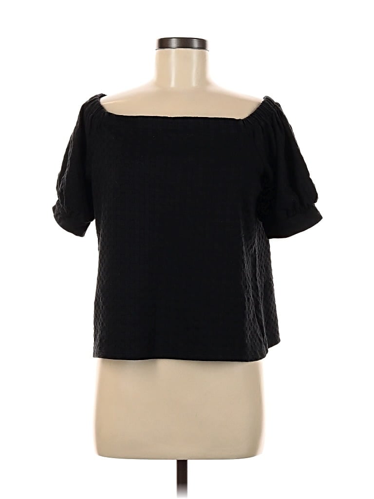 Pre-owned Ann Taylor Loft Outlet Short Sleeve Blouse In Black