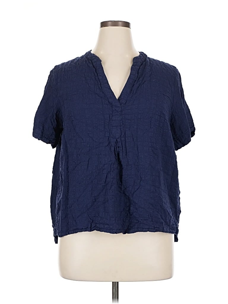 Pre-owned Gloria Vanderbilt Short Sleeve Blouse In Blue