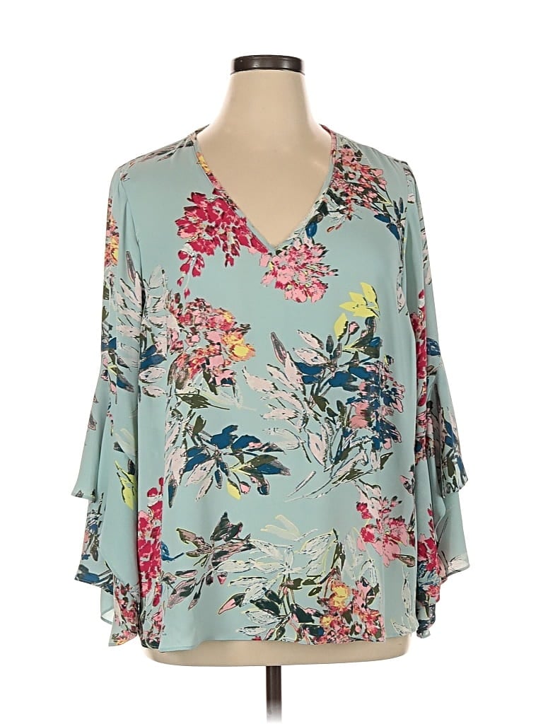 Pre-owned Rachel Rachel Roy 3/4 Sleeve Blouse In Blue