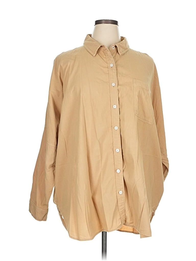 Pre-owned American Eagle Outfitters Long Sleeve Button Down Shirt In Brown