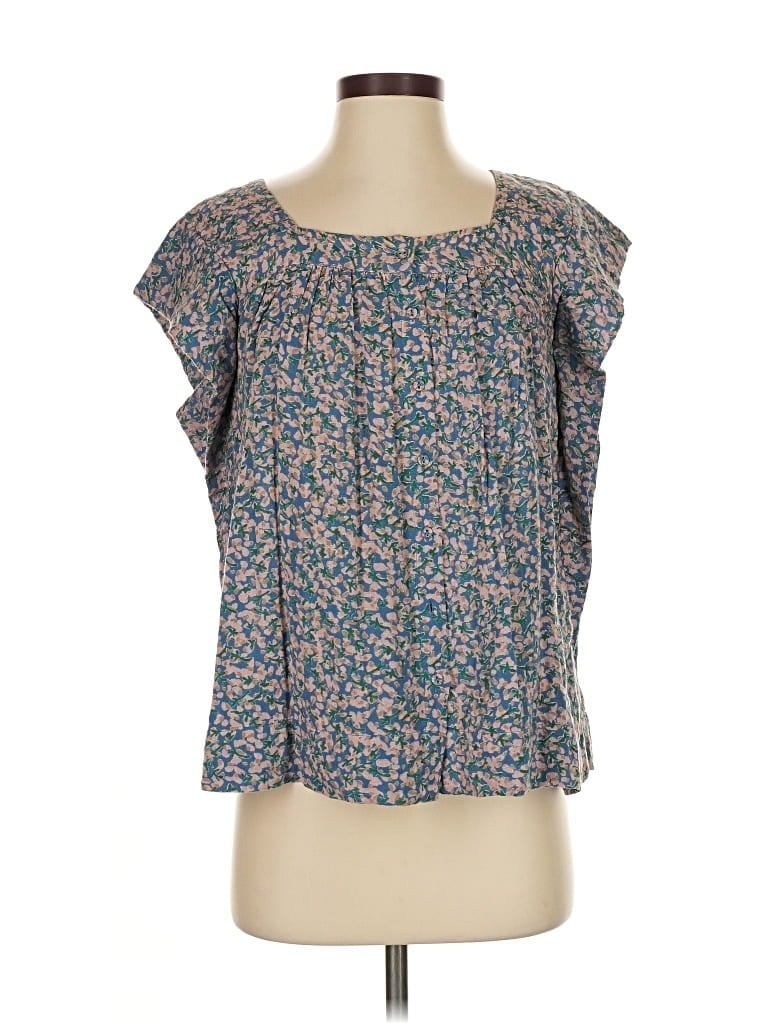 Pre-owned Mirth Short Sleeve Blouse In Blue