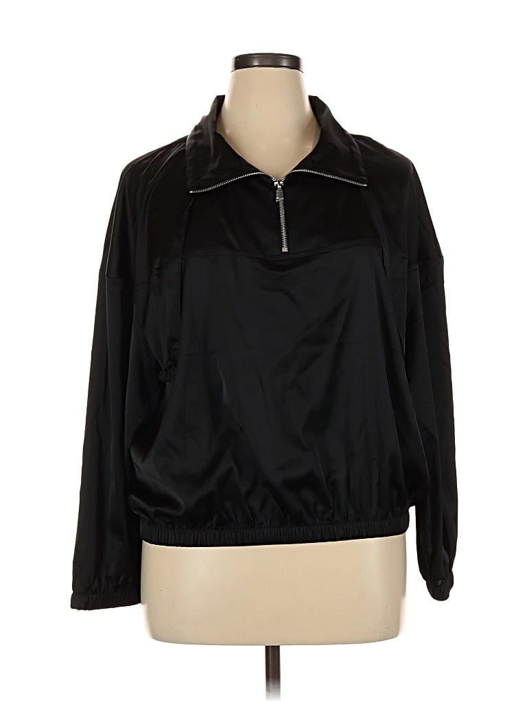 Express Long Sleeve Top Black Collared Neckline Tops In Black