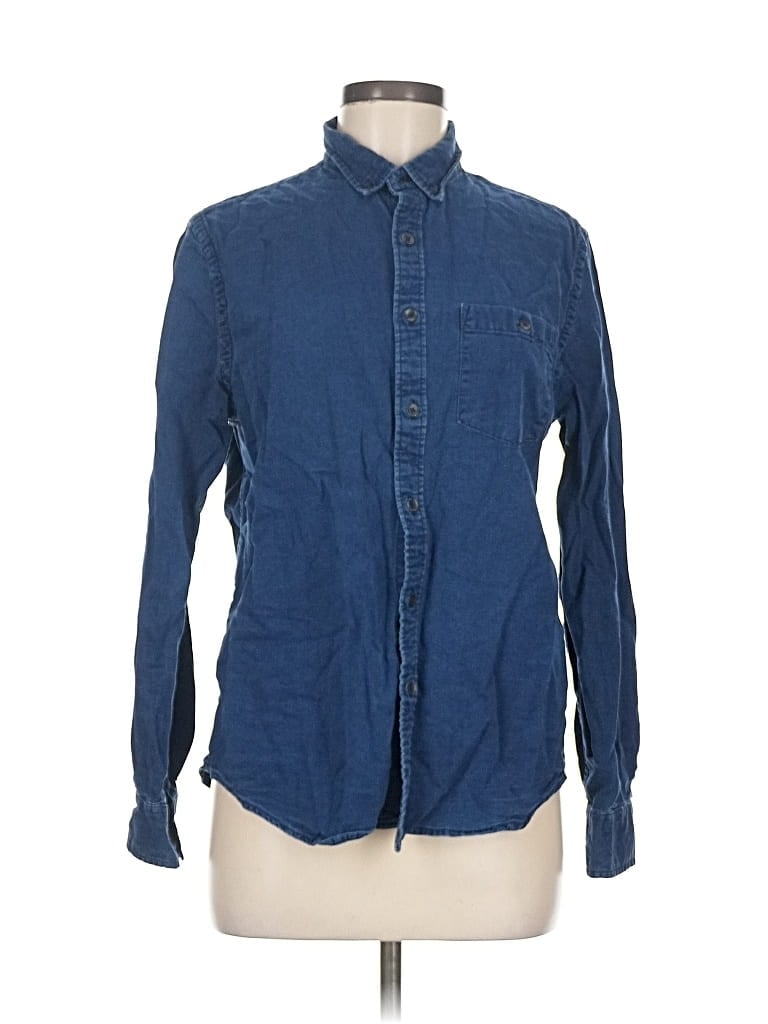 Pre-owned Denim And Flower Long Sleeve Button Down Shirt In Blue