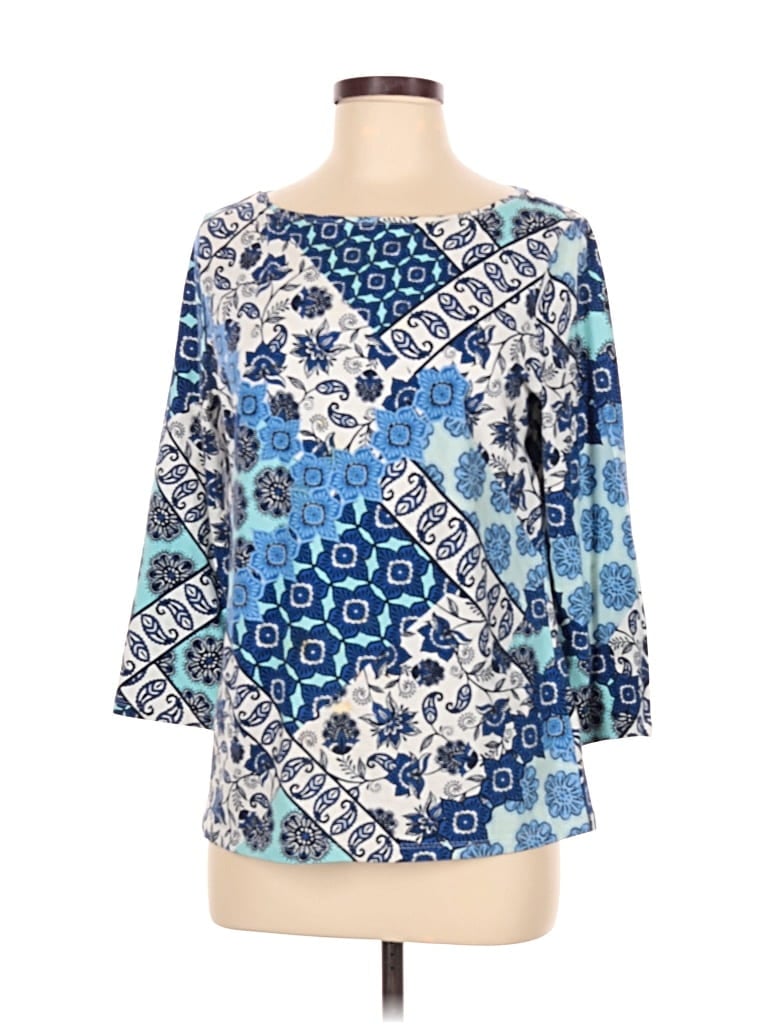 Pre-owned Talbots 3/4 Sleeve Blouse In Blue