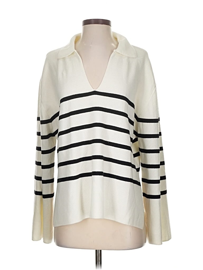 Pre-owned Beige Botany Pullover Sweater In White