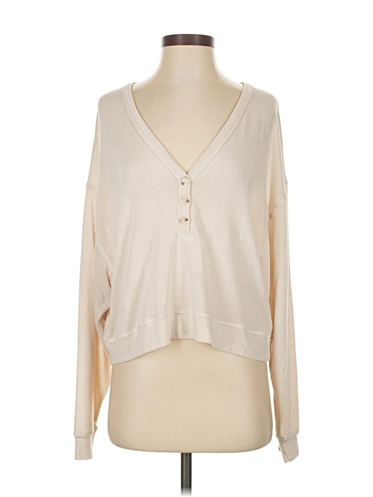 Pre-owned Six/fifty Long Sleeve Henley Shirt In White