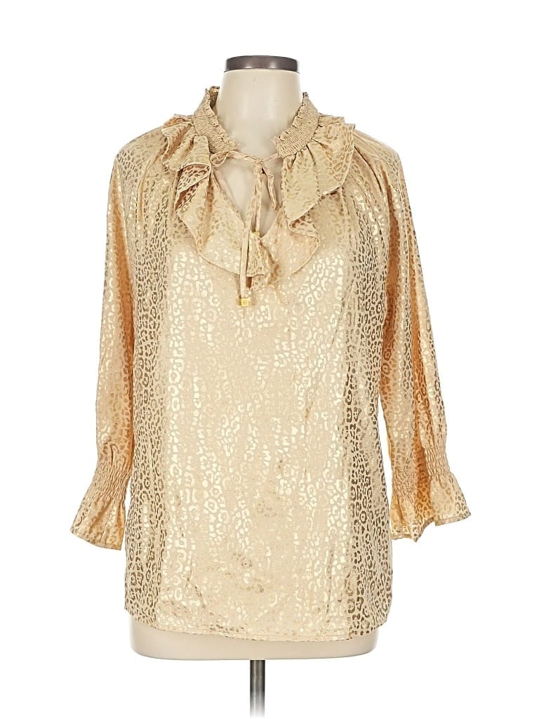 Pre-owned Michael Michael Kors 3/4 Sleeve Blouse In Gold