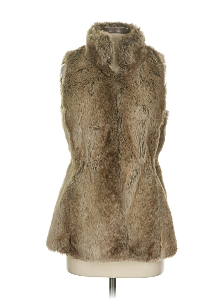 Pre-owned Banana Republic Faux Fur Vest In Brown
