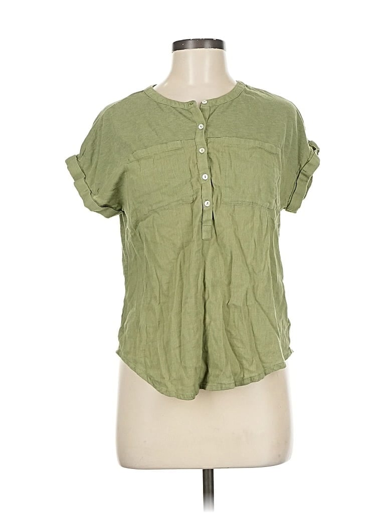 Pre-owned Lucky Brand Short Sleeve Blouse In Green