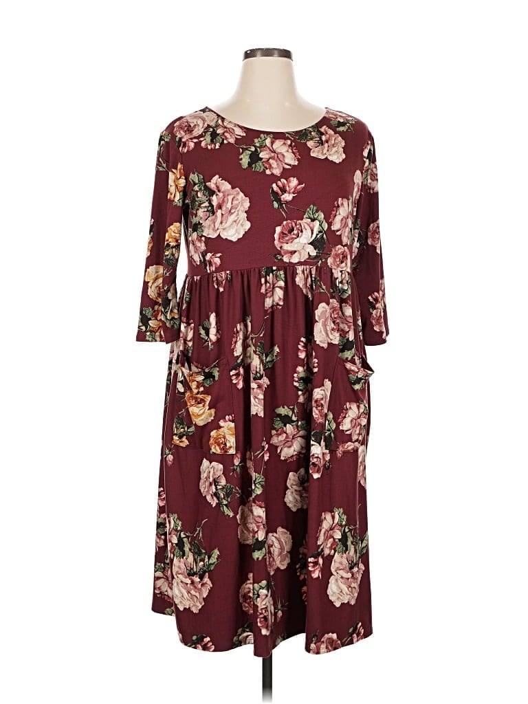 Pre-owned Unbranded Casual Dress In Burgundy