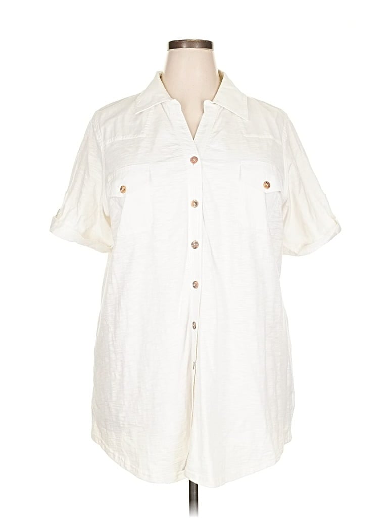 COLDWATER CREEK Pre-owned Short Sleeve Button Down Shirt In White