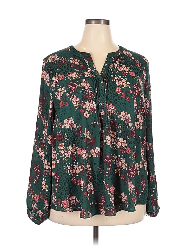 Pre-owned Torrid Long Sleeve Blouse In Green