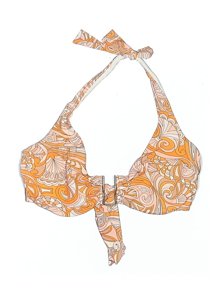 Pre-owned Melissa Odabash Swimsuit Top Orange Paisley Pattern Swimwear