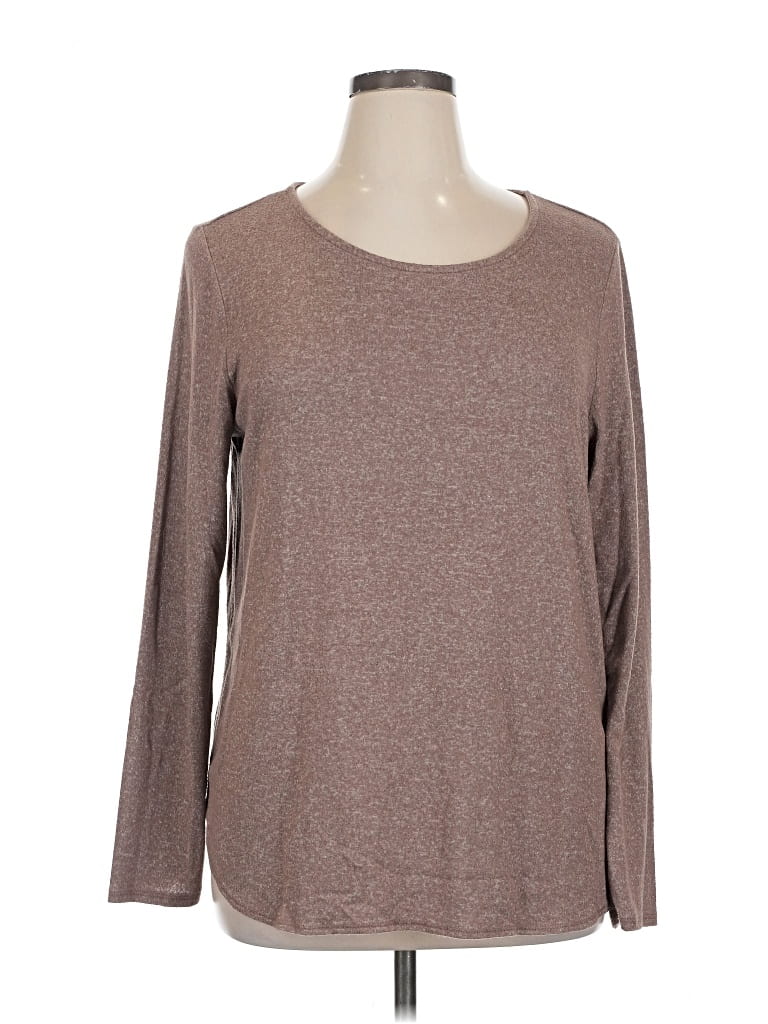 Pre-owned Old Navy Long Sleeve Top Brown Crew Neck Tops