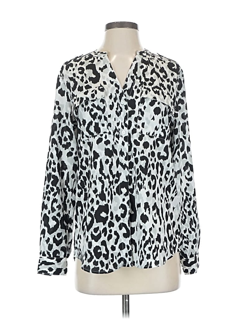 Pre-owned Calvin Klein Long Sleeve Blouse In Silver