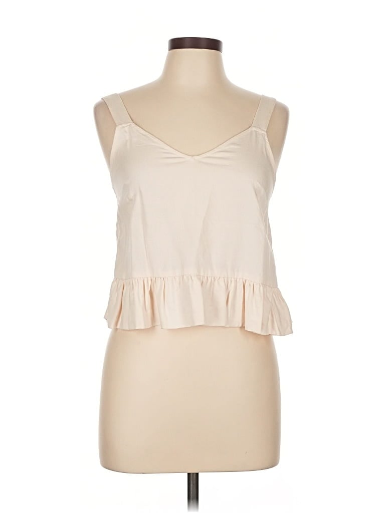 Pre-owned H&m Sleeveless Top Ivory Sweetheart Neckline Tops In White