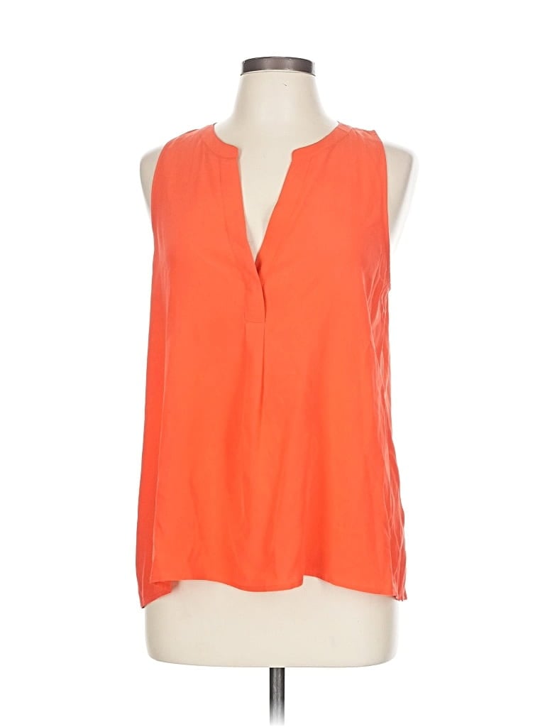 Pre-owned Joie Sleeveless Silk Top Orange Plunge Neckline Tops