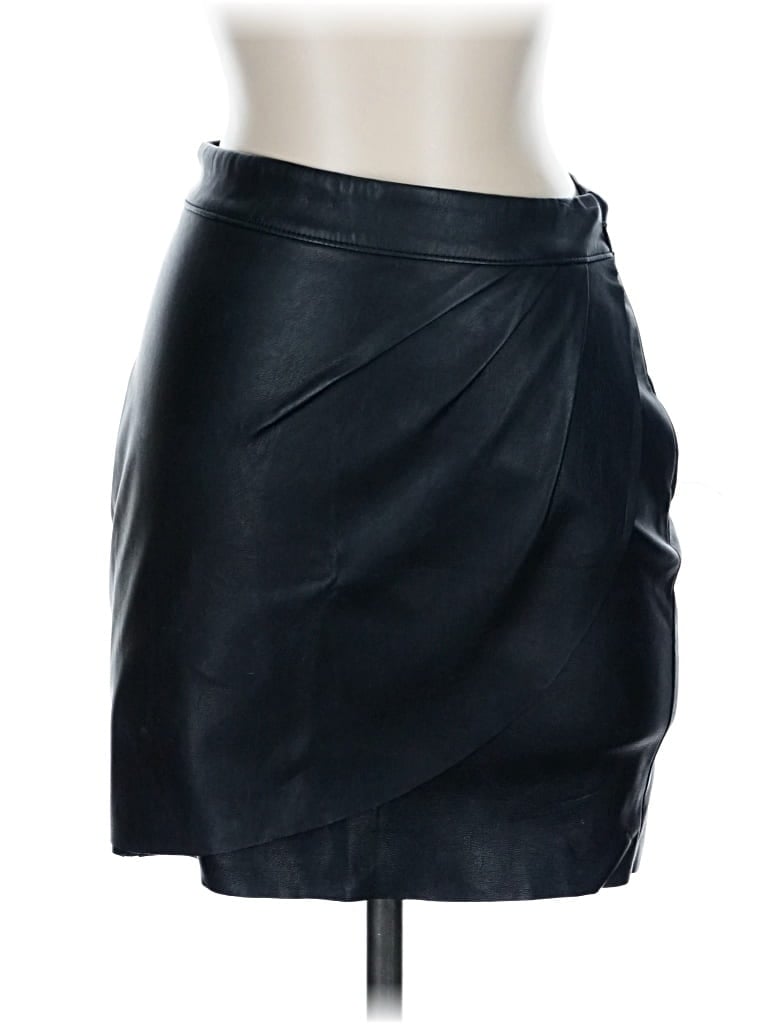 Pre-owned Express Faux Leather Skirt In Black
