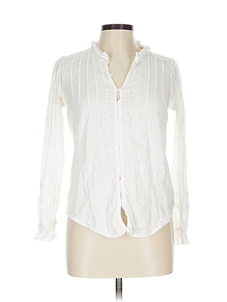 Pre-owned Faherty Long Sleeve Blouse In White