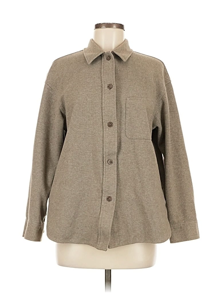 Pre-owned Uniqlo Long Sleeve Button Down Shirt In Brown