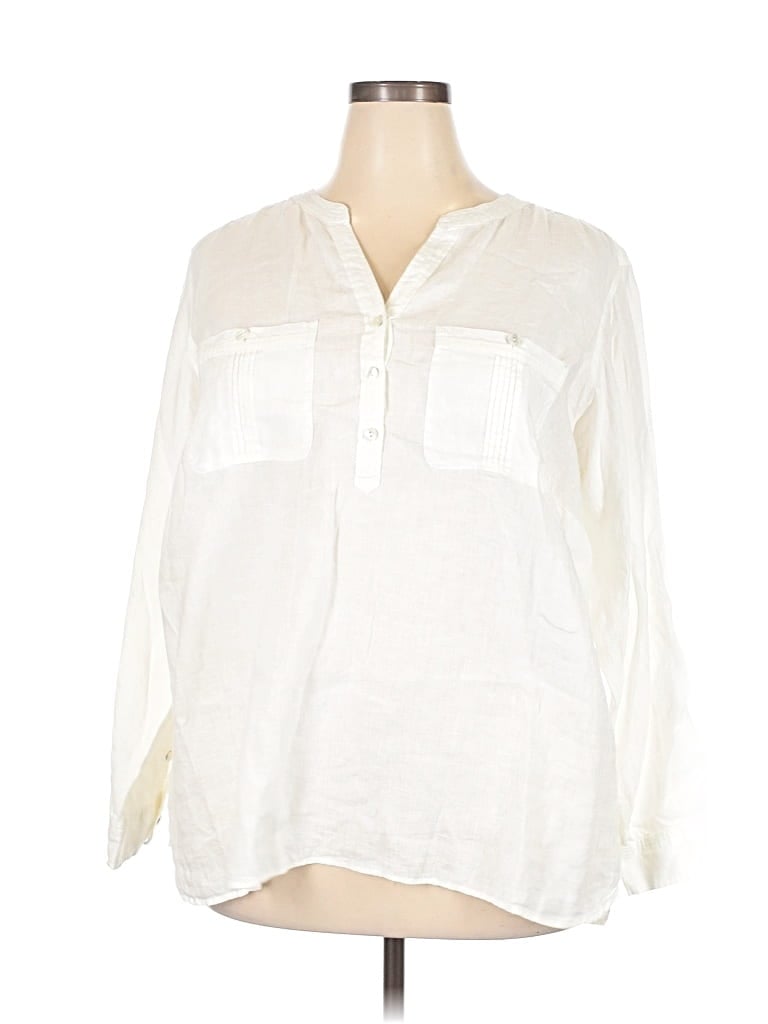 Pre-owned Talbots Long Sleeve Blouse In White