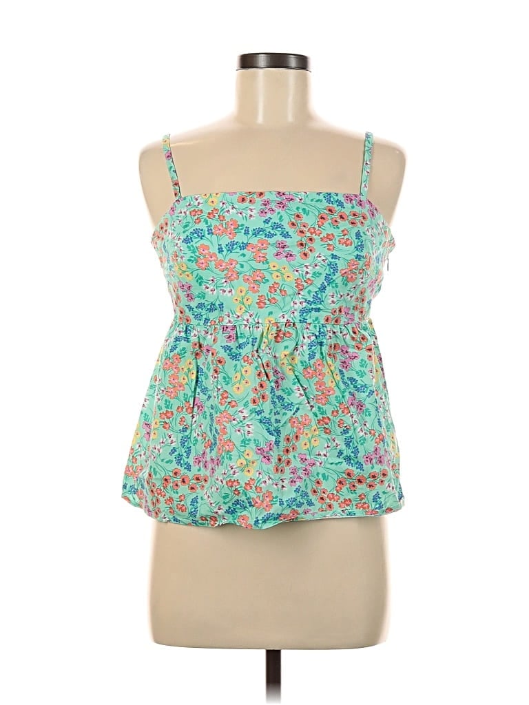 Pre-owned J.crew Factory Store Sleeveless Top Teal Strapless Neckline Tops In Blue