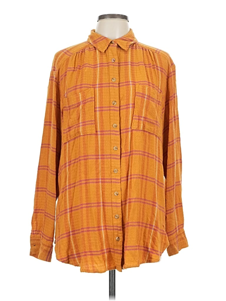 Pre-owned Pilcro Long Sleeve Button Down Shirt In Orange