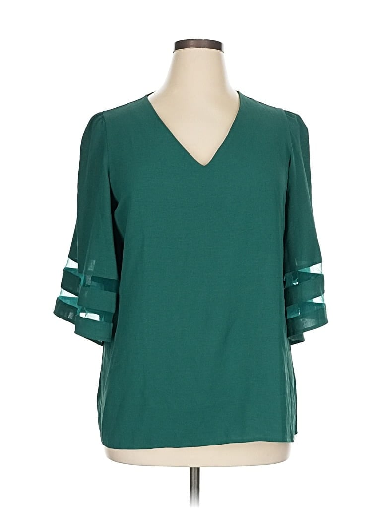 Pre-owned Unbranded 3/4 Sleeve Blouse In Blue