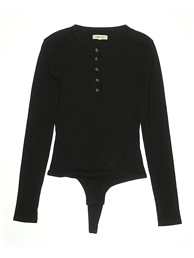 Pre-owned Madewell Long Sleeve Top Black Keyhole Neckline Tops