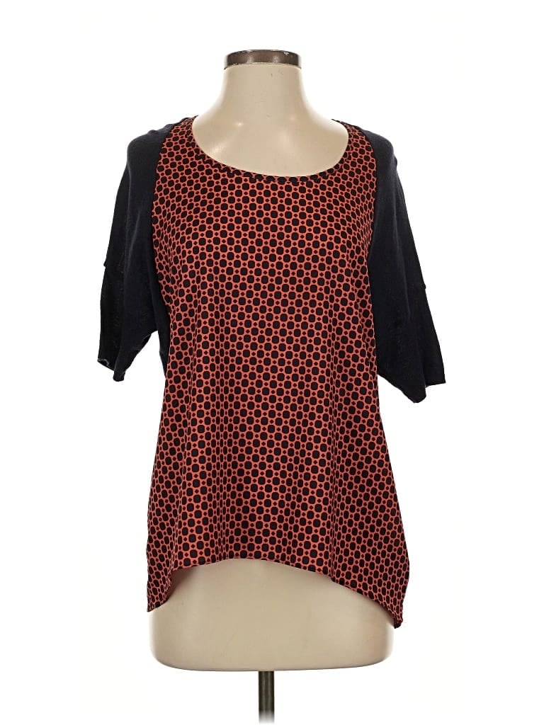 Pre-owned Anthropologie Short Sleeve Blouse In Red