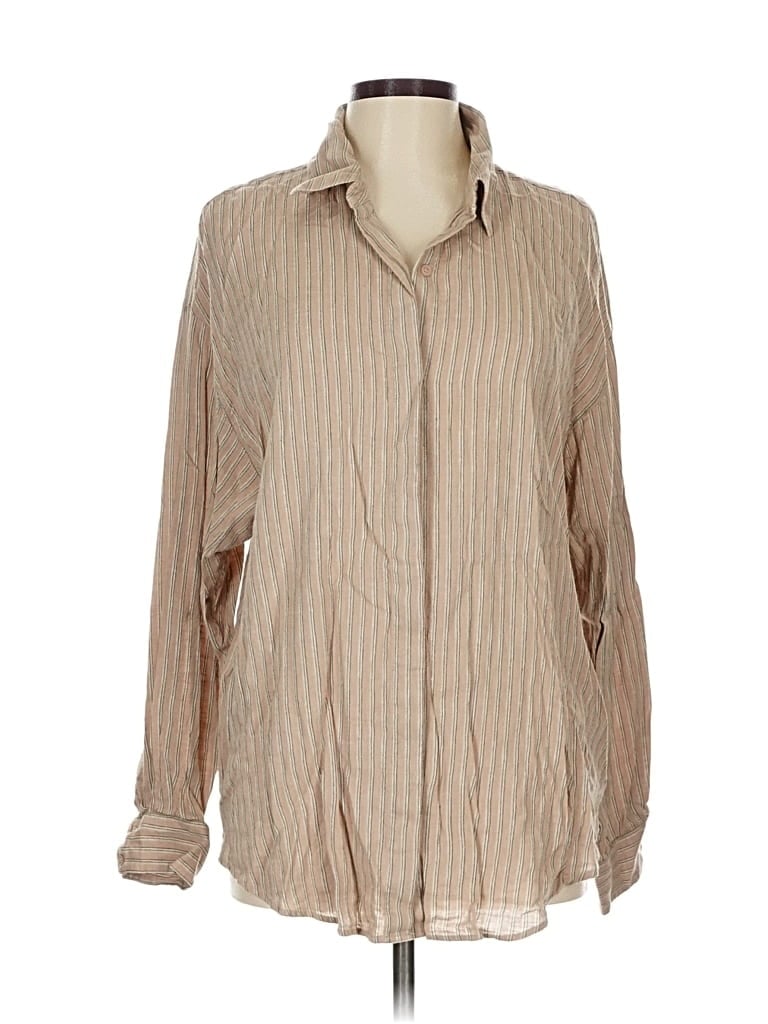 Pre-owned Express Long Sleeve Button Down Shirt In Brown