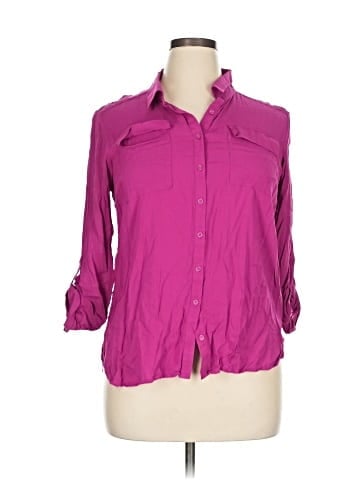 a.n.a. A New Approach 3/4 Sleeve Button-Down Shirt (view 1)