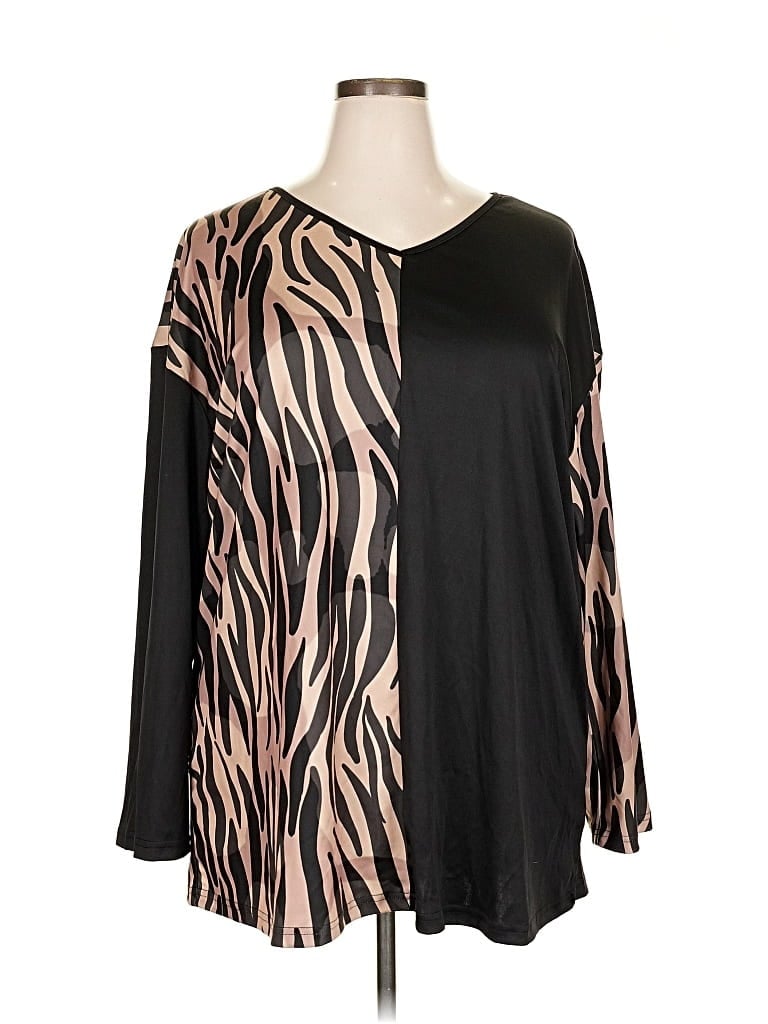 SHEIN CURVE Pre-owned Long Sleeve Blouse In Black