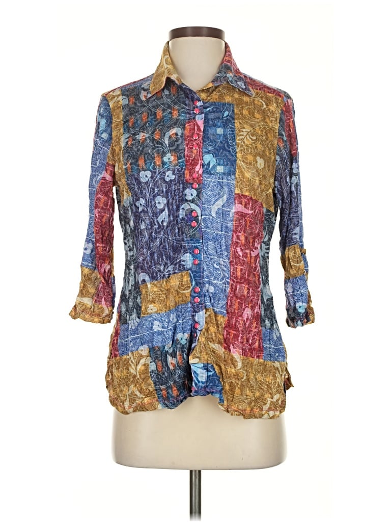 Pre-owned Carine 3/4 Sleeve Blouse In Blue