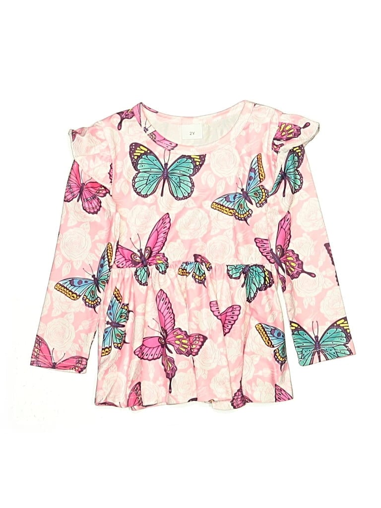 Pre-owned Assorted Brands Kids' 3/4 Sleeve Blouse In Pink