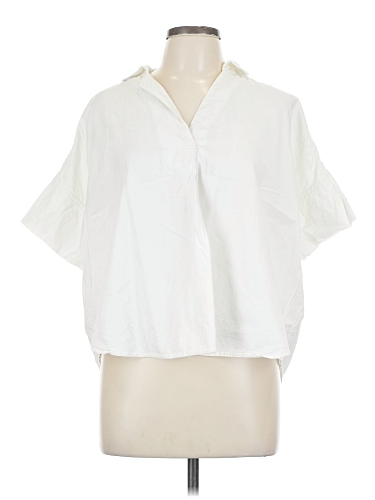 Pre-owned Madewell Short Sleeve Blouse In White