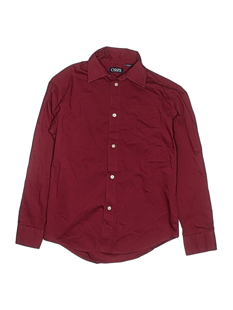 Pre-owned Chaps Kids' Long Sleeve Button Down Shirt In Burgundy