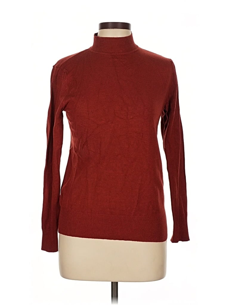 Pre-owned Unbranded Turtleneck Sweater In Burgundy