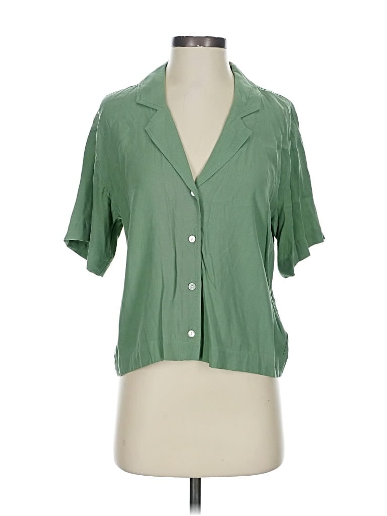 Pre-owned Madewell Short Sleeve Blouse In Green